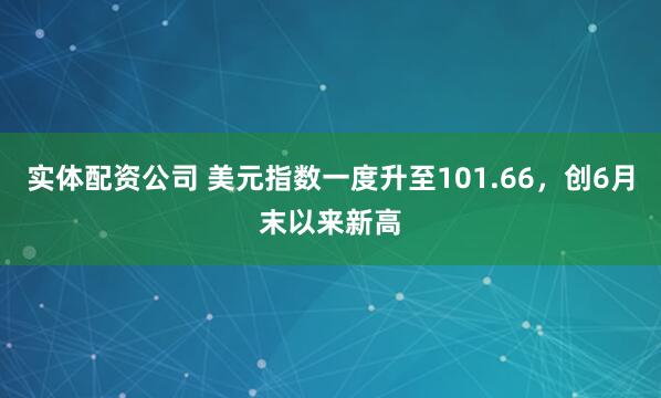 实体配资公司 美元指数一度升至101.66，创6月末以来新高